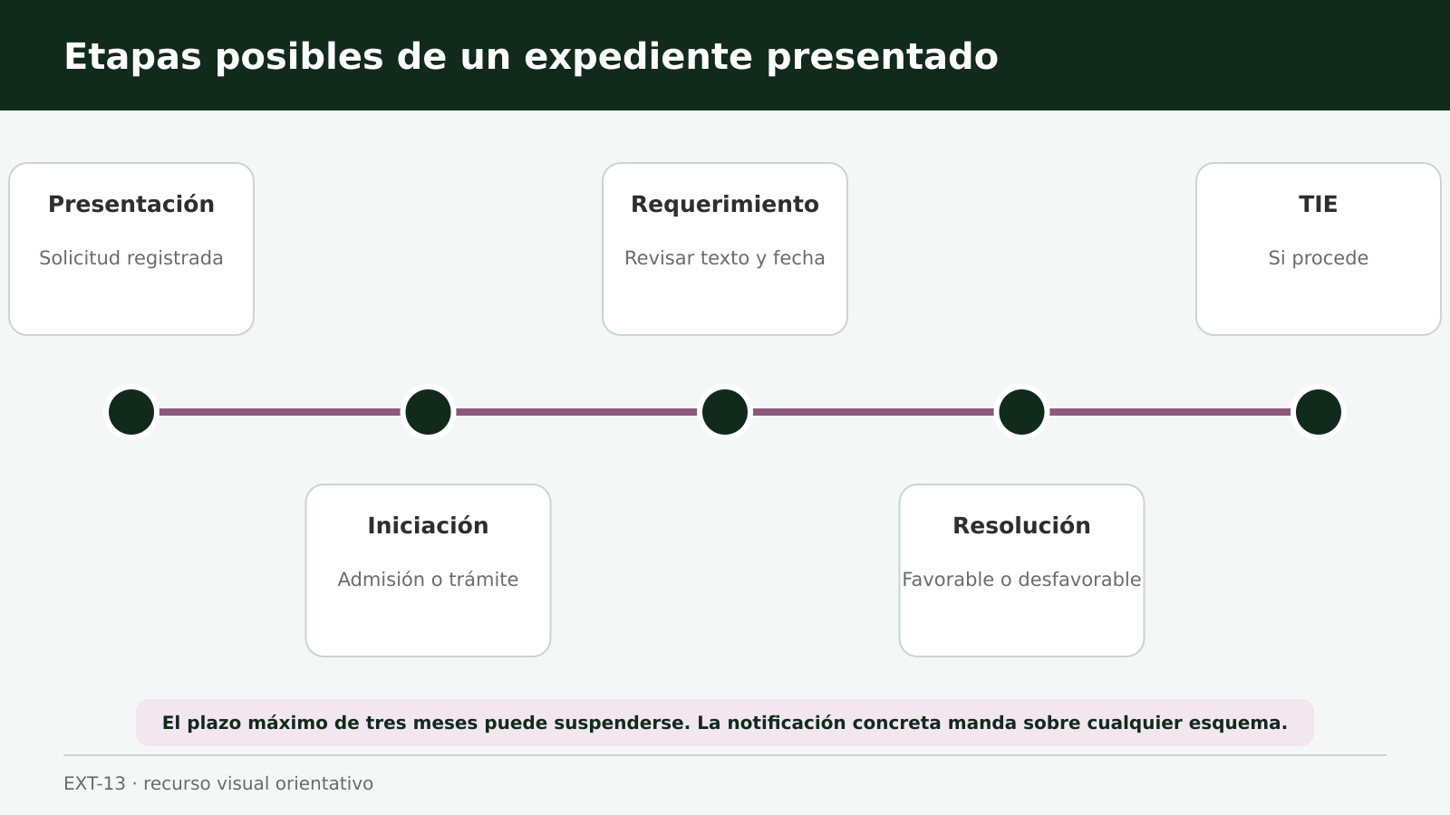 Etapas posibles de un expediente presentado Etapas posibles de un expediente presentado en la regularización 2026