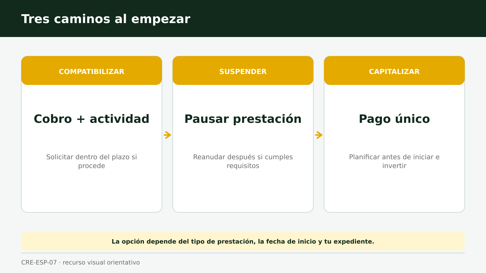 Comparador de compatibilizar, suspender o capitalizar la prestación antes de iniciar una actividad digital