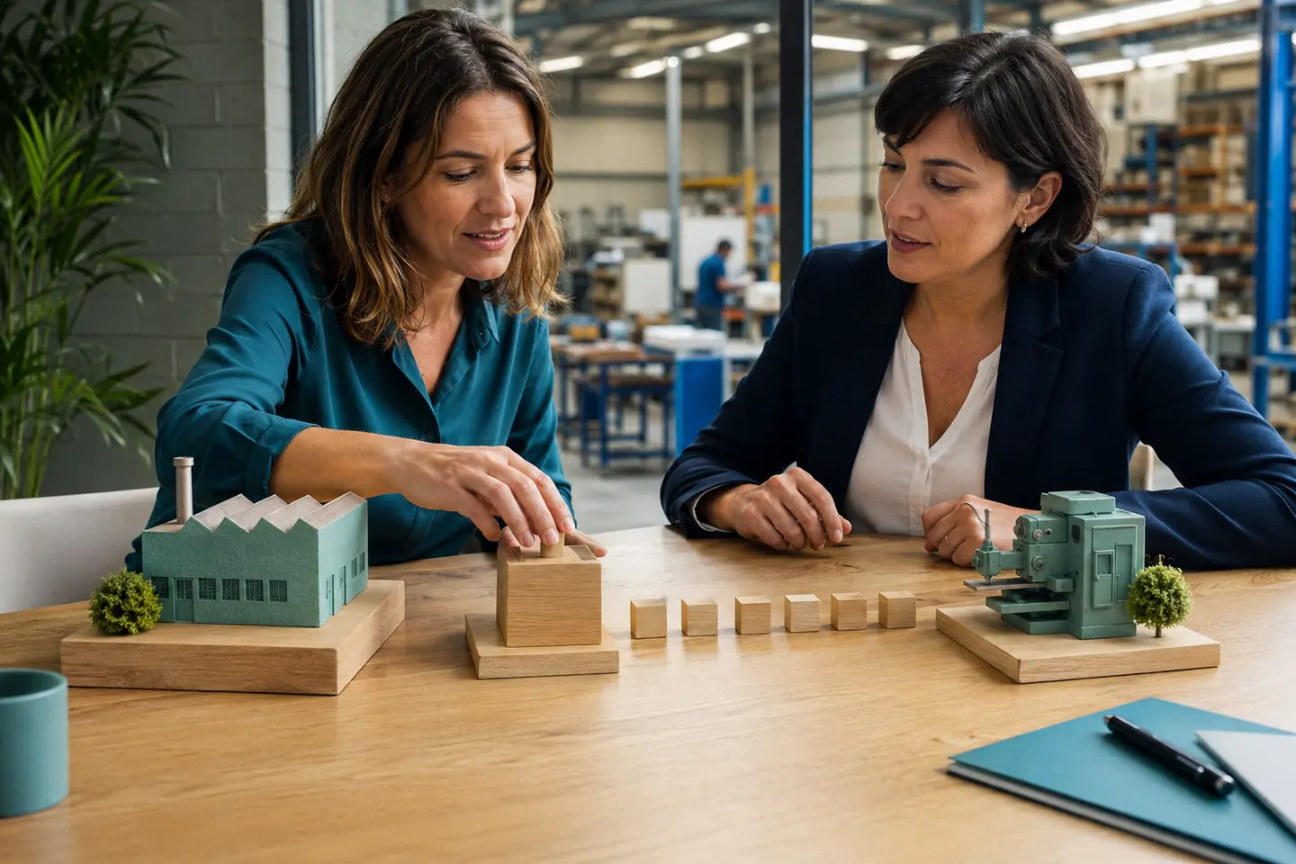 Empresarias planificando la reinversión de beneficios mediante una estructura holding
